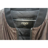 Fendi THINK Monster Eye Full Zip Bomber Jacket Brown Size 50 Men's