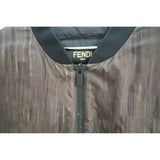 Fendi THINK Monster Eye Full Zip Bomber Jacket Brown Size 50 Men's