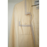 Chanel 03P CC Pearl Button Pocket Wool Crepe Jacket Ivory 38 Women's