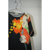 Dries Van Noten Runway Floral Print Oversized Tee Shirt Black Size 38 Women's