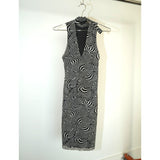 Vintage y2k Vivienne Tam Optical Illusion Spiral Printed Shift Dress Black/White Size 0 Women's