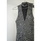 Vintage y2k Vivienne Tam Optical Illusion Spiral Printed Shift Dress Black/White Size 0 Women's