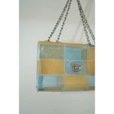 Vintage Chanel 1999 Limited Edition Patchwork PVC Classic Flap BagBlue/Beige Women's