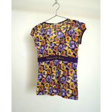 Dolce & Gabbana Floral Print Tee Shirt Tops Purple/Yellow Large Women's