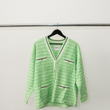 Sandro Striped V-Neck Cardigan Sweater