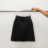 Vintage Fendi A-Line Black Skirt Silver Hardware