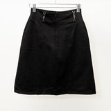 Vintage Fendi A-Line Black Skirt Silver Hardware