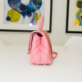 2023 Coco Chanel Caviar Top Handle Mini Pink Bag w/ Chain