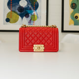 Chanel Red Caviar Quilted Boy Bag