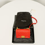 Chanel Red Caviar Quilted Boy Bag