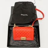 Chanel Red Caviar Quilted Boy Bag