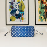 Louis Vuitton Blue Escale Giant Flowers Neverfull MM Bag w/ Pouch