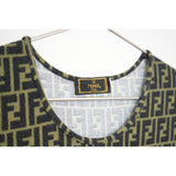 Fendi Zucca Monogram Check Pattern Tee Shirt Black/Green Size 42 Women's