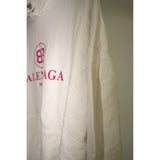 Balenciaga BB Logo Print Pullover Hoodie White Size XS Distressed Men's