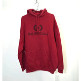 Balenciaga BB Logo Print Pullover Hoodie Dark Red Size Large Men's