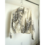 Issey Miyake SS96 Light Cropped Full Zip Floral Jacket White Medium Men's