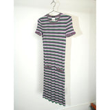 Chanel Striped Knit Dress "CC" Logo Buttons Multicolor Size 40 Women's