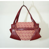 Fendi Red/Beige Canvas and Leather Pochette Bag Women's Made in Italy