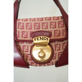 Fendi Red/Beige Canvas and Leather Pochette Bag Women's Made in Italy