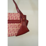 Fendi Red/Beige Canvas and Leather Pochette Bag Women's Made in Italy