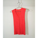 Pleats Please by Issey Miyake Zip Up Sleeveless Blouse Tops Orange 4 Women's