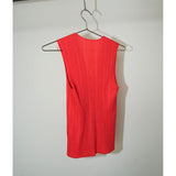 Pleats Please by Issey Miyake Zip Up Sleeveless Blouse Tops Orange 4 Women's