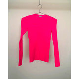 Balenciaga Ribbed Knit Long Sleeve Pullover Sweater Pink Small Women's