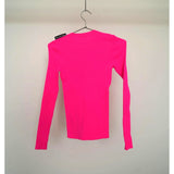 Balenciaga Ribbed Knit Long Sleeve Pullover Sweater Pink Small Women's