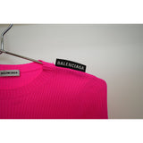 Balenciaga Ribbed Knit Long Sleeve Pullover Sweater Pink Small Women's