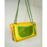 Chanel PVC Lambskin Flap Transparent Crossbody Shoulder Bag Coco Splash Pink/Yellow w/ Box