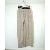 Vintage Celine Phoebe Philo Logo Waistband Wide Leg Wool Trouser Pants Beige Size 34