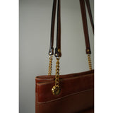 Vintage Bally Genuine Leather Should Bag Brown with Gold Chain Women's