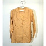 Vintage Chanel 100% Linen Blazer Top Light Brown Size 36 Women's Made in France