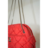 Chanel Red Bubble Quilt Nylon Shoulder Bag Women's Made in Italy