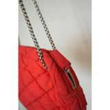 Chanel Red Bubble Quilt Nylon Shoulder Bag Women's Made in Italy