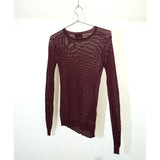 Prada Mesh Pullover Long Sleeve Top Maroon Size 40 Women's