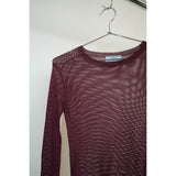 Prada Mesh Pullover Long Sleeve Top Maroon Size 40 Women's