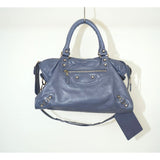 Balenciaga City Purple Blue Leather Handbag Women's