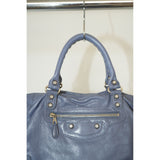 Balenciaga City Purple Blue Leather Handbag Women's