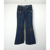 Vintage Yves Saint Laurent YSL Embroidered Denim Flare Bootleg Jeans Blue W27 Women's