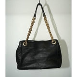 Valentino Luisa Sauvage Leather Shoulder Bag Black - Gold Chain Strap Women's