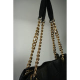 Valentino Luisa Sauvage Leather Shoulder Bag Black - Gold Chain Strap Women's