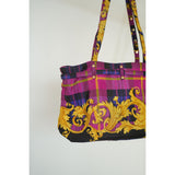 Gianni Versace Plaid Baroque Tote Bag Multicolor Women's