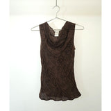 Celine 100% Silk Snake Skin Patterned Draped Sleeveless Top 36 Women's