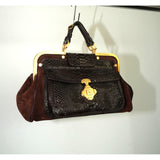 Vintage Oscar De La Renta Suede Snakeskin Shoulder Bag / Handbag Women's